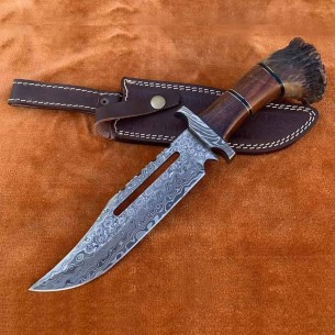 Handmade Damascus steel Bowie Knife with antler Handle, Hand Forged Fixed Blade Knife, Anniversary Gift, Wedding Gift, Groomsmen Knife