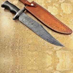 Custom Handmade Damascus Steel Bowie Hunting Knife For Sale