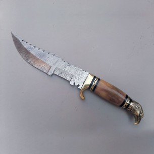 Damascus Bowie Knife Engraved Knife Tactical Knife Fixed Blade Knife