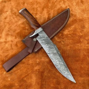 Custom Handmade Damascus Steel Hunter Bowie Knife