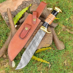 Handmade Hunting Knife Rambo Bowie Knife Damascus Steel Blade Survival Knife