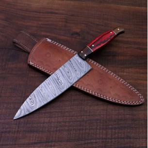 Handmade Damascus Chef Knife - 12" Genuine Damascus, Housewarming Gift, Kitchen Cutlery