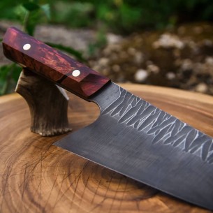 Handmade, Chef knife, hand forged, karelian birch