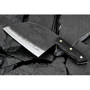Full Tang Hand Forged Serbian Style Kitchen Cleaver Chef Knife High Carbon Clad Steel with Sheath