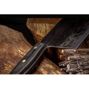 Full Tang Hand Forged Serbian Style Kitchen Cleaver Chef Knife High Carbon Clad Steel with Sheath