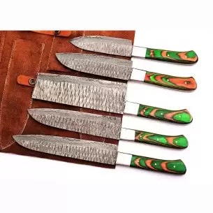 Prime Damascus Chef Knife, Sharp Kitchen Knives, Professional Meat Cutting Knife for Chefs, Best Handmade Gift (paddock and Oak Wood)