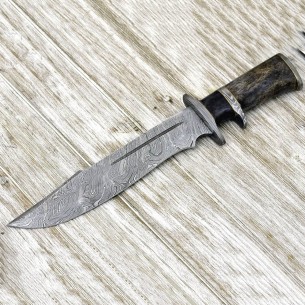 Damascus Knife, Hand Made, Damascus Steel Blade Knife, Bowie Knife, Exotic Handle, Full Tang 14.5"