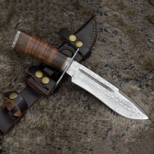 Handmade Damascus Steel Blade Knife HUNTING KNIFE for Sale