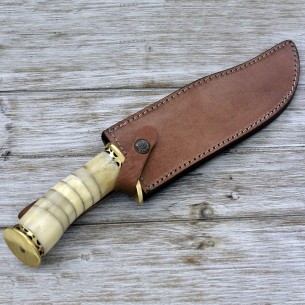 Custom 14" Damascus Knife, Damascus Steel Knife, Handmade Fixed Blade Bowie Knives, Bone Handle W/ Sheath