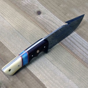 10" CUSTOM DAMASCUS GUT Hook Knife Hunting Fishing Camping Utility Knife