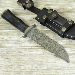 Custom Handmade Damascus Hunting Knife Bowie Knife For Sale and Bone Handle, Full Tang