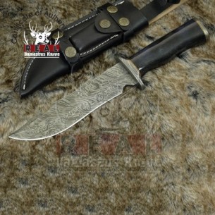 Custom Handmade Damascus Hunting Knife Bowie Knife For Sale and Bone Handle, Full Tang