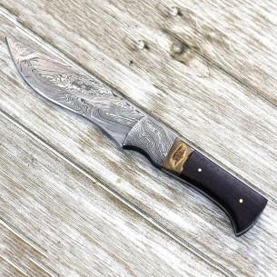 Damascus Steel Blade Knife, Fire Pattern Hunting Knife For Sale