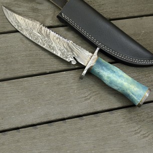 Damascus Stainless Steel Hunting Knife, Custom Bowie Knife