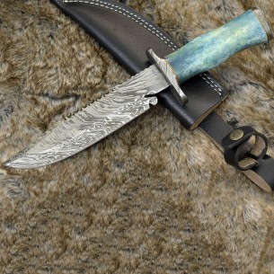 Damascus Stainless Steel Hunting Knife, Custom Bowie Knife