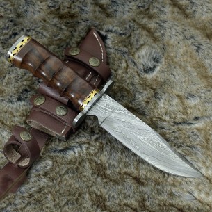 Custom-Made Damascus Stainless Steel Hunting Knife Classic Bowie Knife