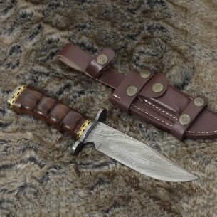 Custom-Made Damascus Stainless Steel Hunting Knife Classic Bowie Knife