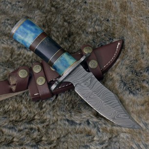 Handmade Damascus Stainless Steel Hunting Knife Multi Color Bowie Hunting Knife