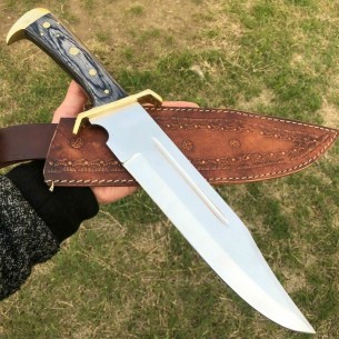 Custom Handmade Full Tang  D2 Damascus Steel Blade Knife Bowie Hunting Knife