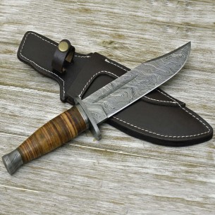 Custom Handmade Bowie Knife Damascus Steel Hunting Knife