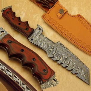 Custom-Made Damascus Steel Blade Knife 12.00 Inches Tracker Knife