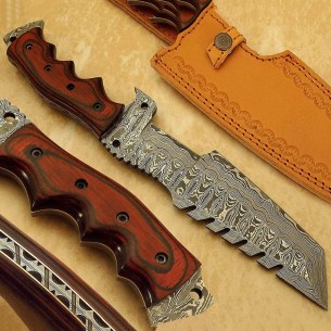 Custom-Made Damascus Steel Blade Knife 12.00 Inches Tracker Knife