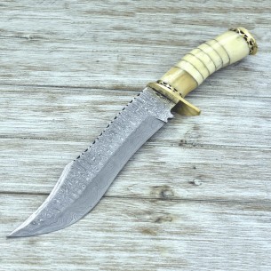 Damascus Steel Knife, Tactical Bowie Knife Hunting Knife 14 inches Trailing Point Knife