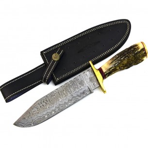 Damascus Hunting Knife Hunting Bowie Knife For Sale Gift for Him