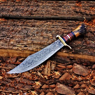 Aladdin Knife, Spartan Knife, Damascus Steel Blade Knife, War Knife, Stag Crown Handle , Spartan Sword, Personalized Knife