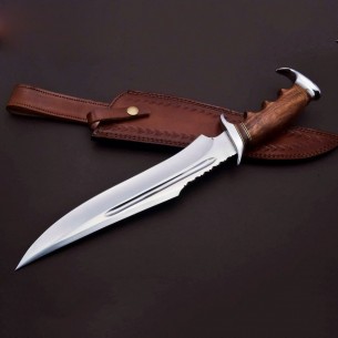 D2 Damascus Steel Blade Knife Handmade Hunting Bowie Knife