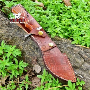 Handmade Damascus Hunting Knife Steel Blade Bushcraft Kukri Knife Cocobolo Wood Handle