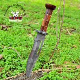 Handmade Damascus Steel Knife Bushcraft Bowie Hunting Knife Hand Forged Survival With Cocobolo Wood Handle
