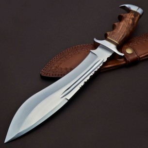 Handmade D2 Custom Steel Hunting Bowie Knife Fixed Blade With Leather Sheath Handle