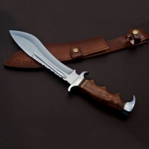 Handmade D2 Custom Steel Hunting Bowie Knife Fixed Blade With Leather Sheath Handle