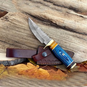 Damascus Steel Fixed Blade Knife 8'', Handmade Unique Gift Knife For Men