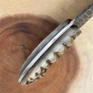 Damascus Steel Ram Horn Handle Knife - 8" Custom Full Tang Knife