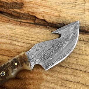 Custom Damascus Steel Pocket Knife - Handmade Fixed Blade Knife 