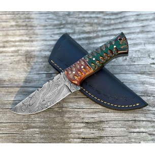 Personalized Damascus Steel Fixed Blade Knife, 8'' Wood Handle Full Tang Gift Knife For Men, Christmas Gift For Husband, Anniversary Gifts