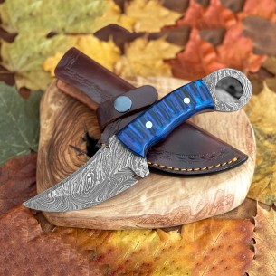 Damascus Fixed Blade Hunting Knives - Custom Wood Handle Knife