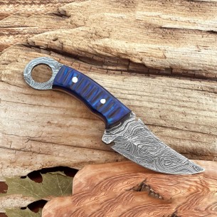 Damascus Fixed Blade Hunting Knives - Custom Wood Handle Knife