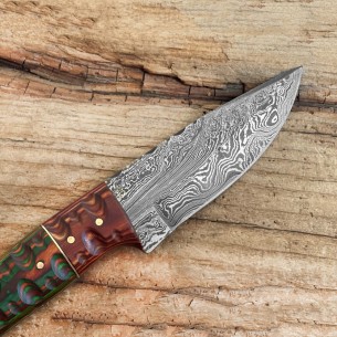 Custom Damascus Steel Fixed Blade Hunting Knives - 8'' Wood Handle Full Tang Knife