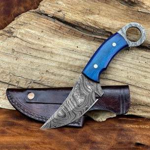 Karambit Damascus Steel Pocket Knife - 8'' Full Tang Handmade Damascus Fixed Blade Knife 