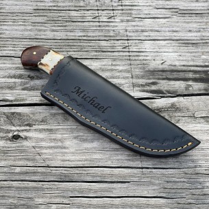 Custom Fixed Blade Utility knife Damascus Steel Stag Antler Handle Anniversary Gift