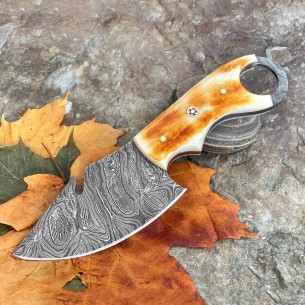 Damascus Steel Skinner Knife - Handmade Fixed Blade Karambit Knife