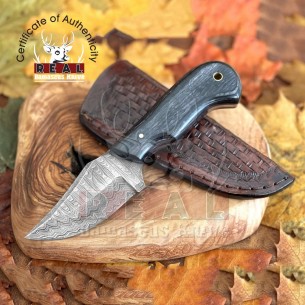 Damascus Steel Pocket Knife Custom Wood Handle Full Tang Handmade Fixed Blade Knife