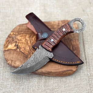 Damascus Steel Pocket Knife - 8'' Damascus Fixed Blade Gift Knife 