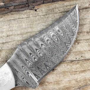 Damascus Steel Pocket Knife - Father's Day Gift - 7'' Custom Camel Bone Handle