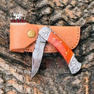 Damascus Folding Knife Handmade Folding Knife Gift For Boyfriend Birthday Gift