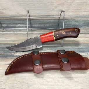 Damascus Folding Knife USA Made Texas Rosewood & Pakkawood Wood Handle
