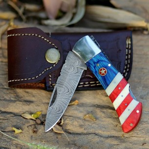 Handmade American Flag Pocket Knife